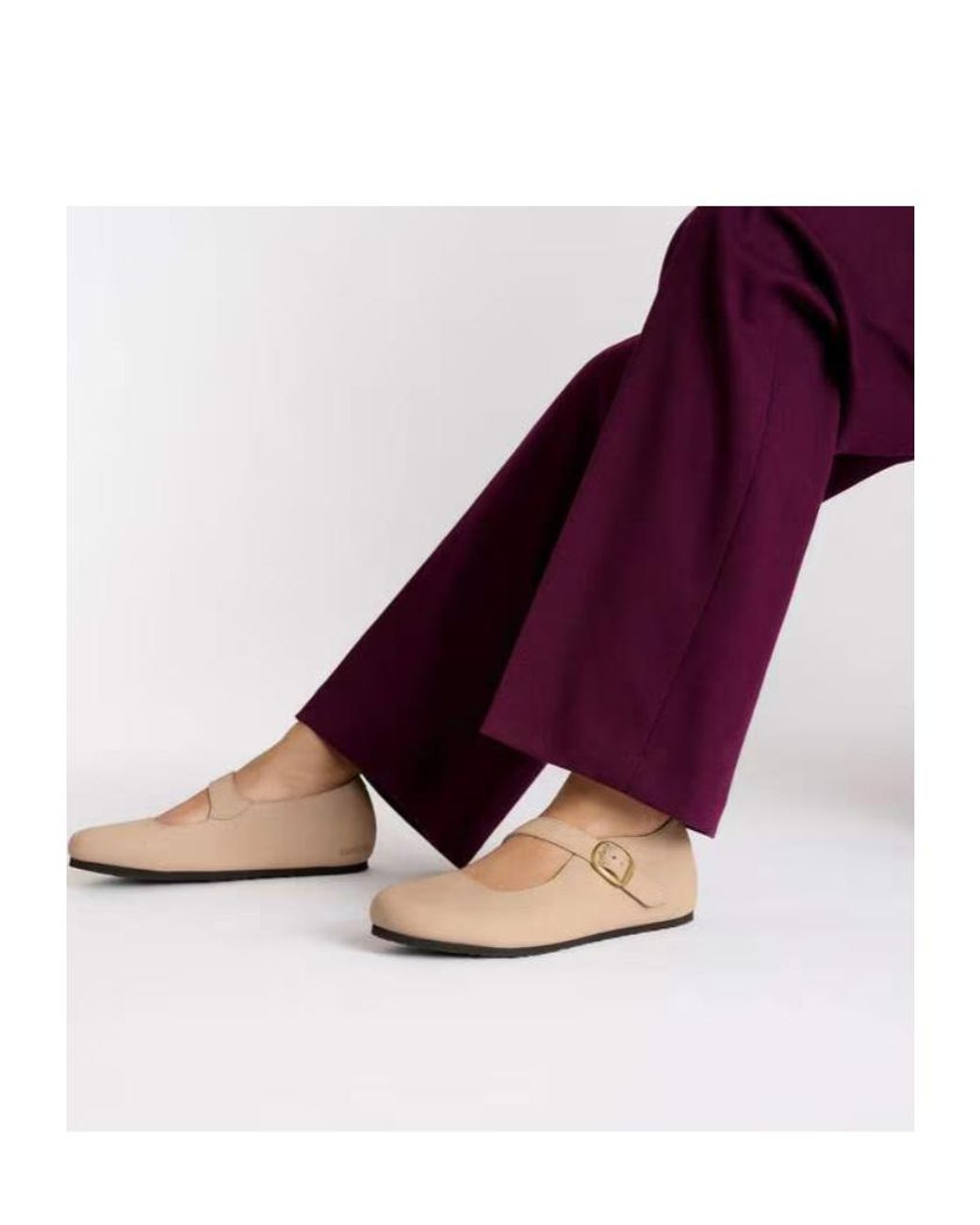 Birkenstock Natural Tracy Buckle-Strap Ballet Flats