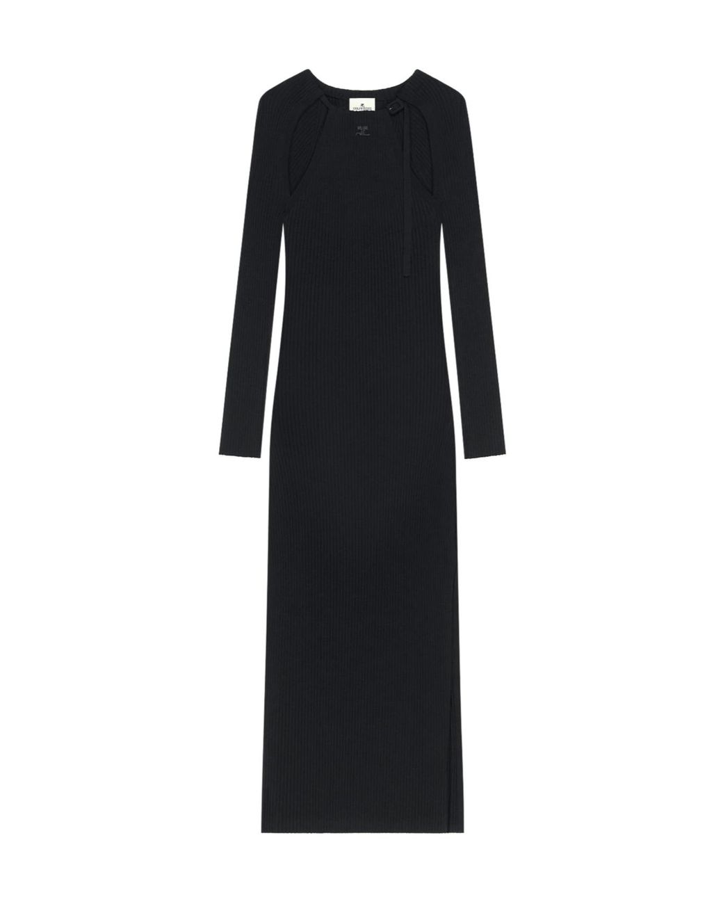 Courreges Black Cut-Out Ribbed Long Dress