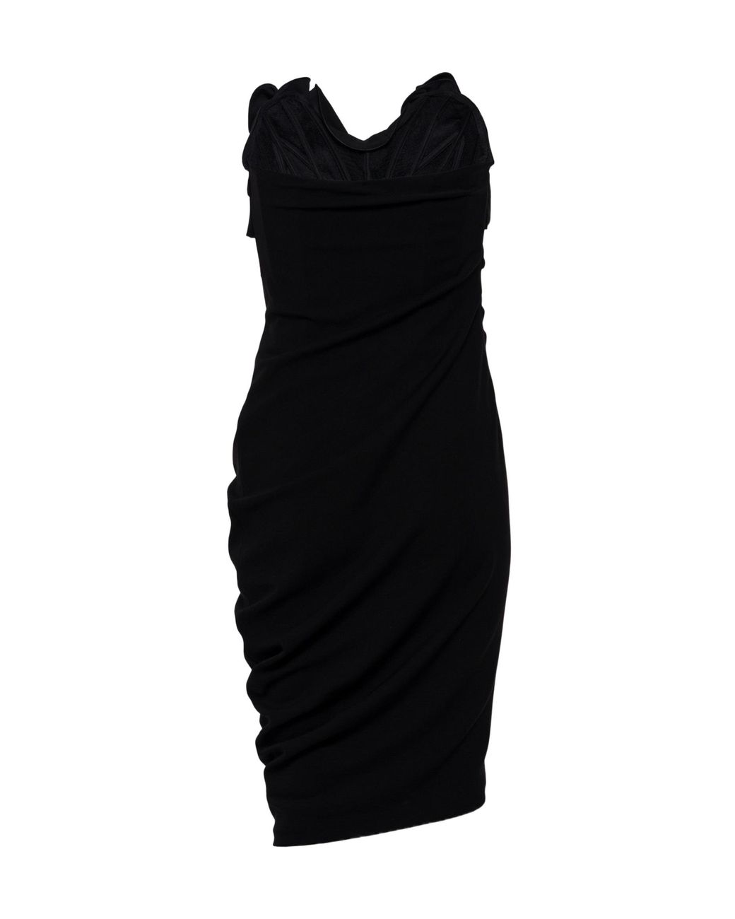Magda Butrym Black Draped Strapless Floral Dress