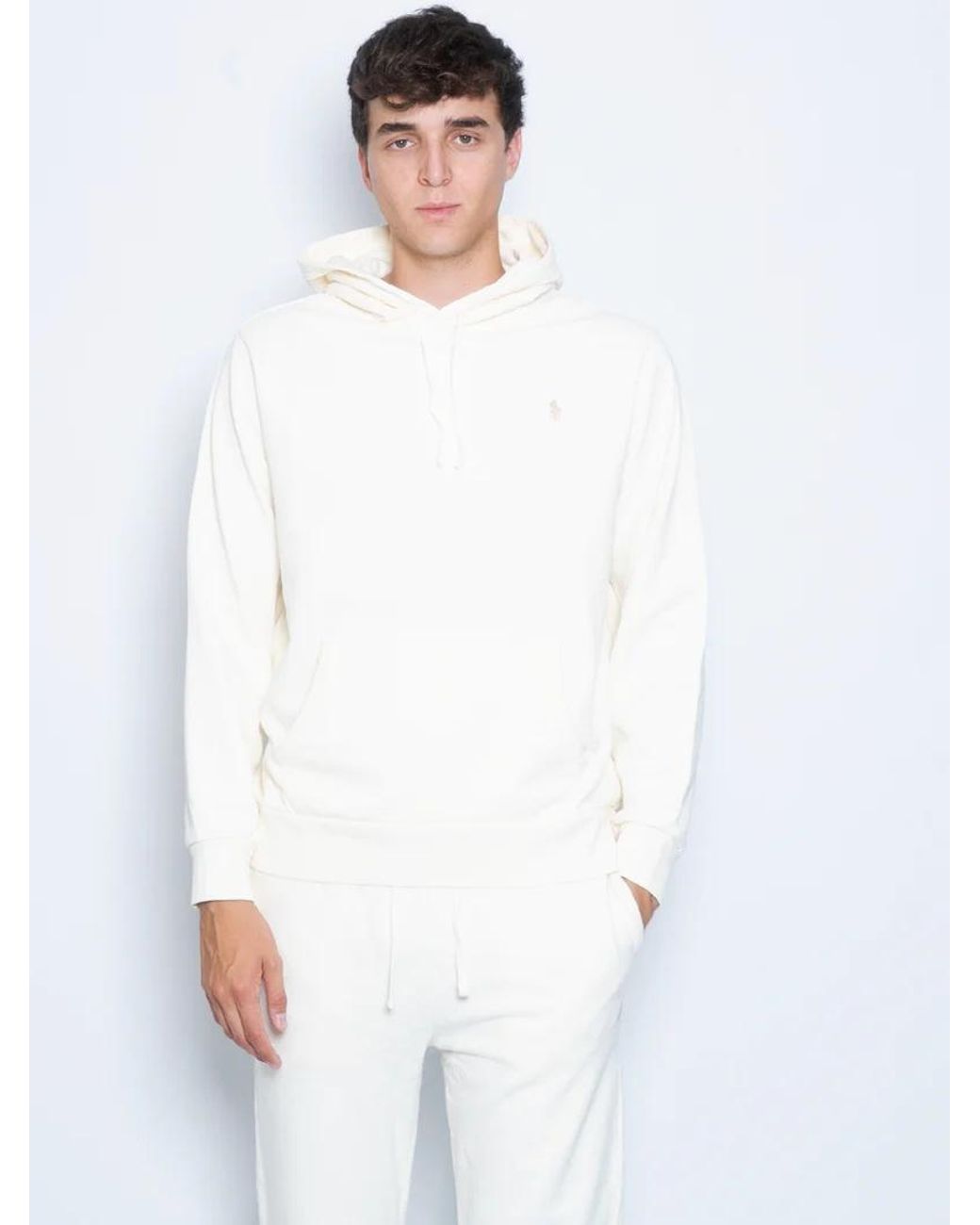 Polo Ralph Lauren White Loopback Fleece Hoodie for men