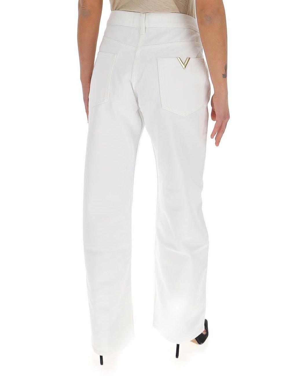 Valentino White Mid-Rise Straight-Leg Jeans