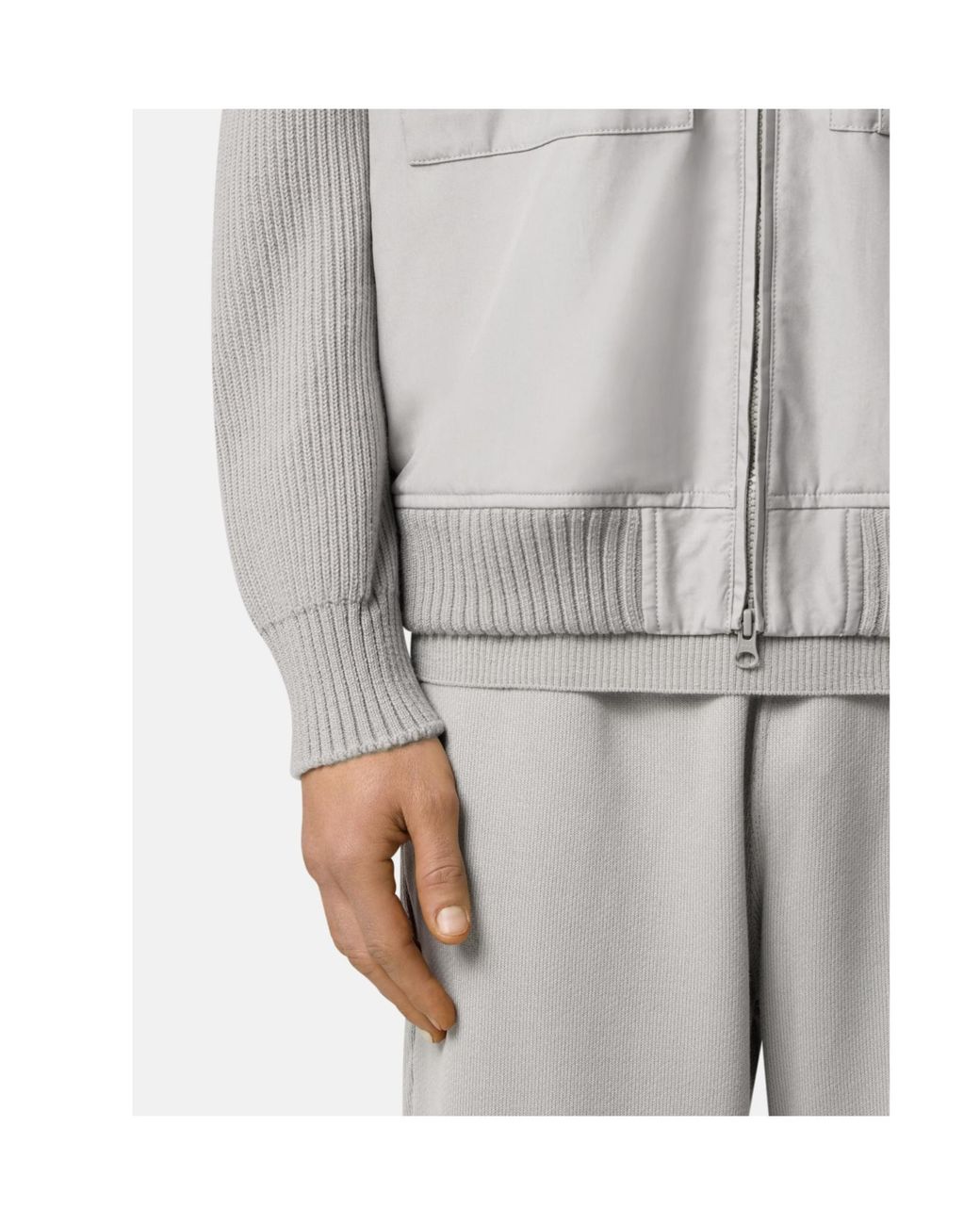 Stone Island Gray Logo-Patch Jacket for men