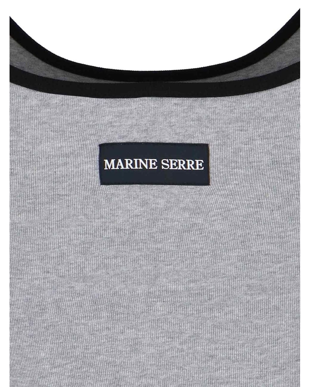 MARINE SERRE Gray Logo Detailed Sleeveless Tank Top