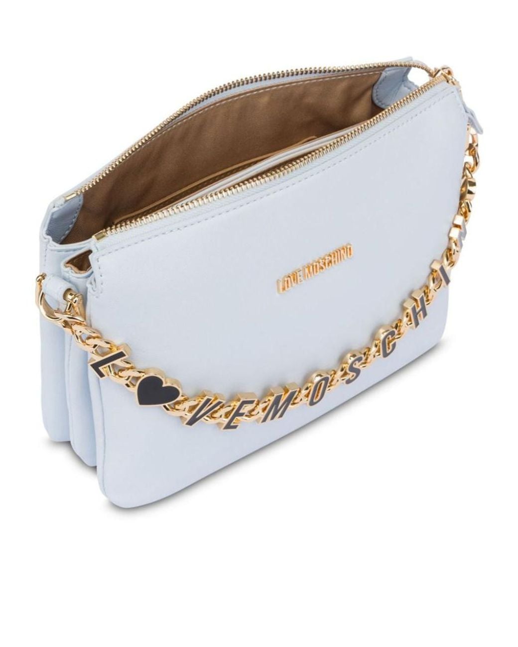 Moschino White Logo-Chain Cross Body Bag