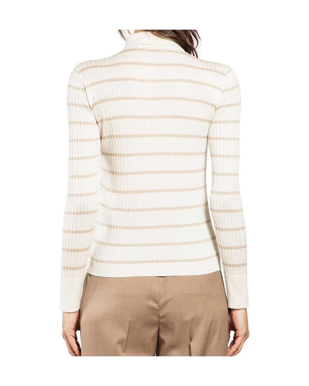 Max Mara White Striped Knitted Polo Shirt