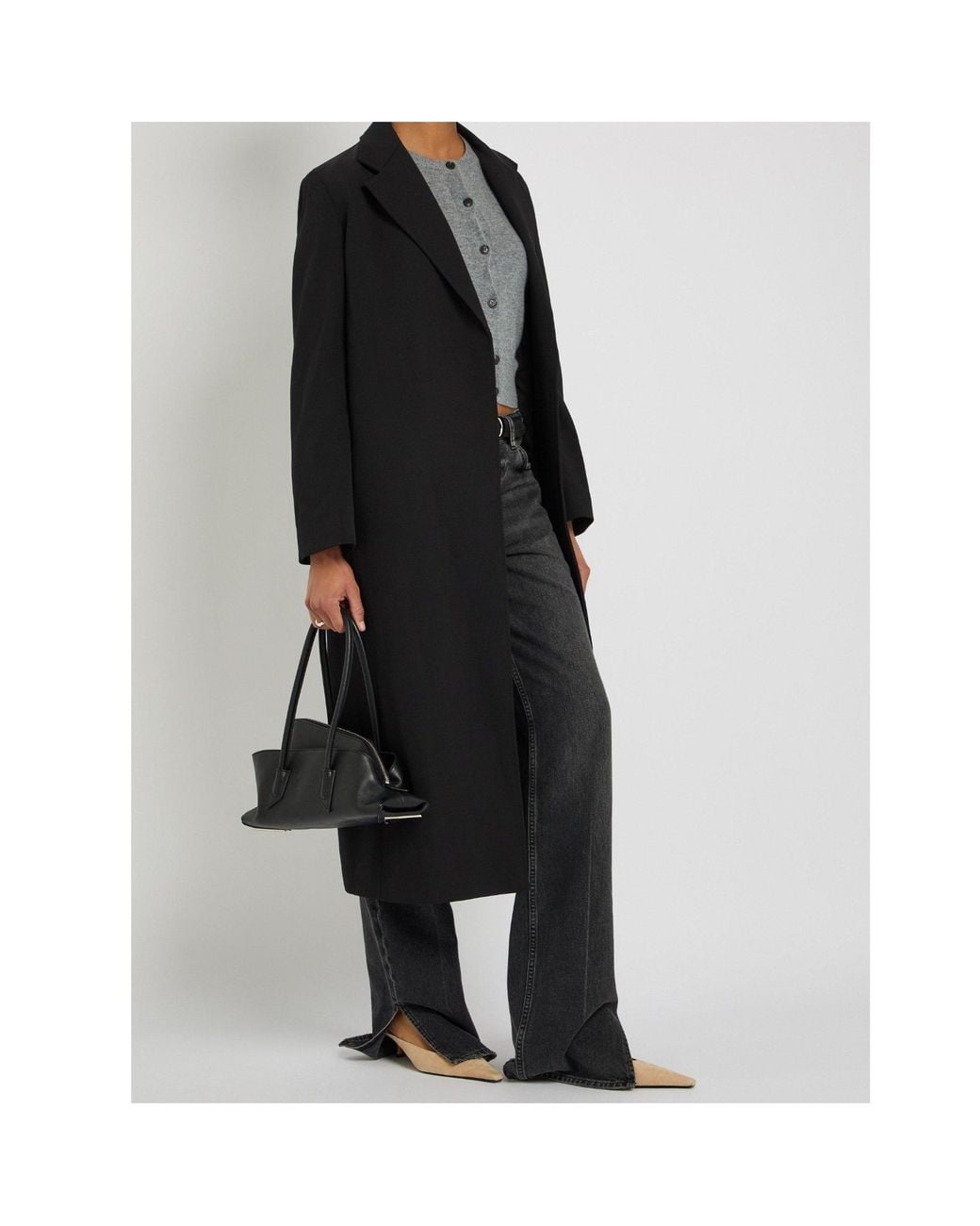 Nili Lotan Black Long-Sleeved Belted Coat