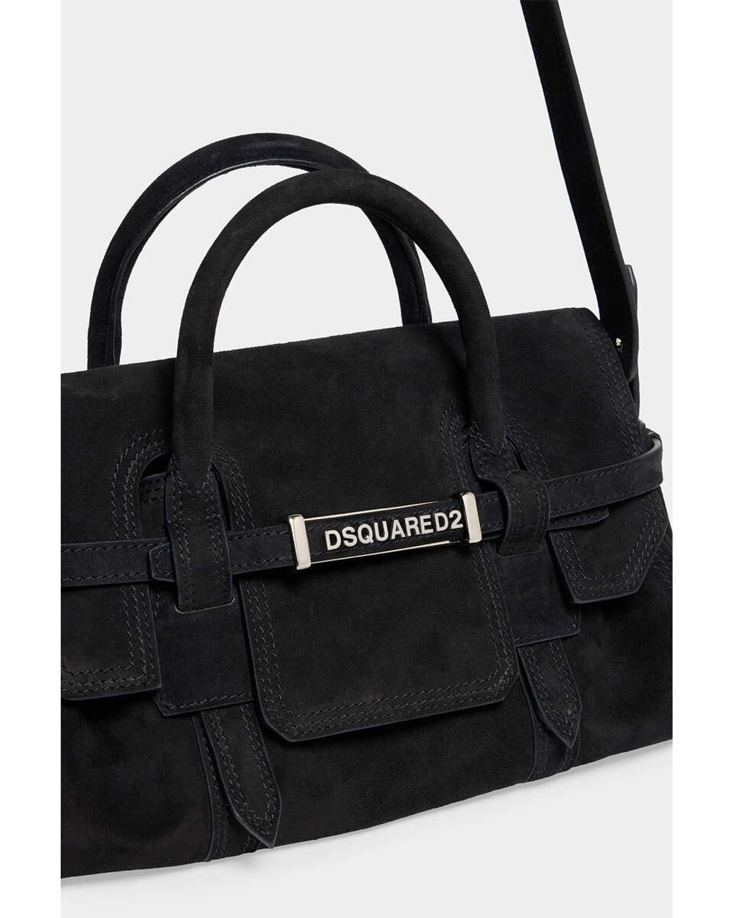 DSquared² Black Twin Suede Tote Bag