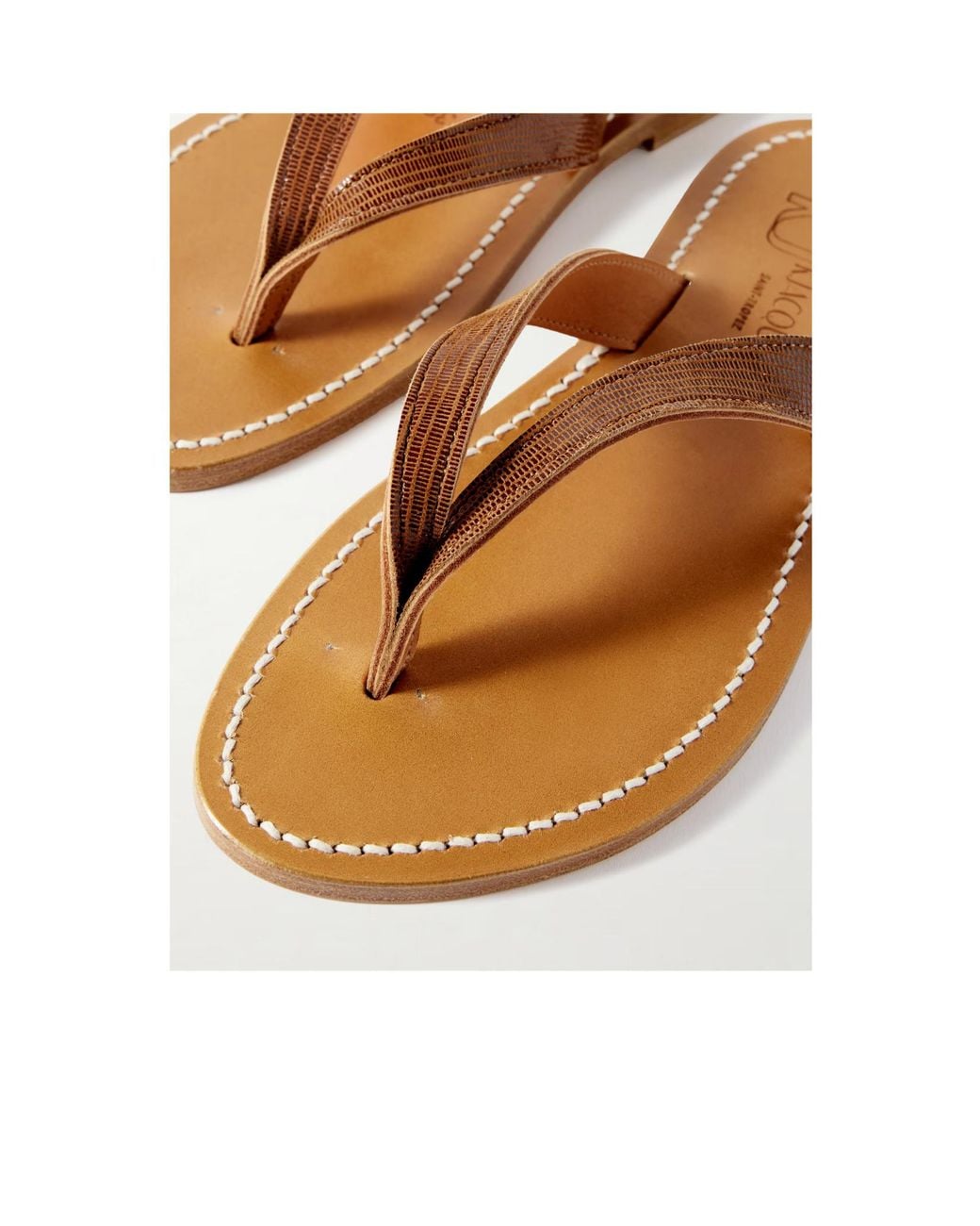 K. Jacques Brown Lizard-Effect Leather Sandals