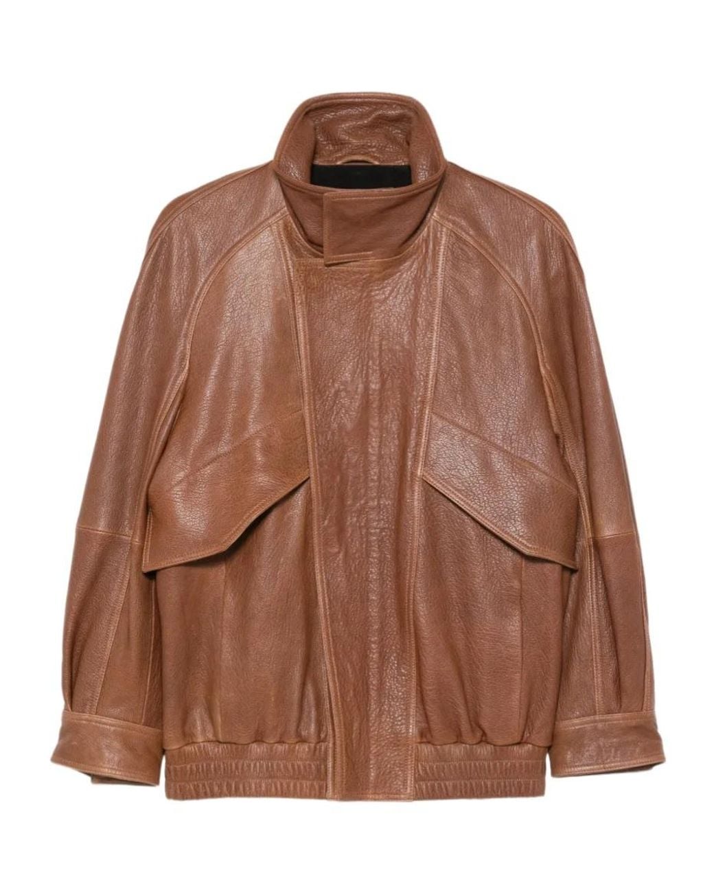 Nour Hammour Brown Patchwork Leather Jacket