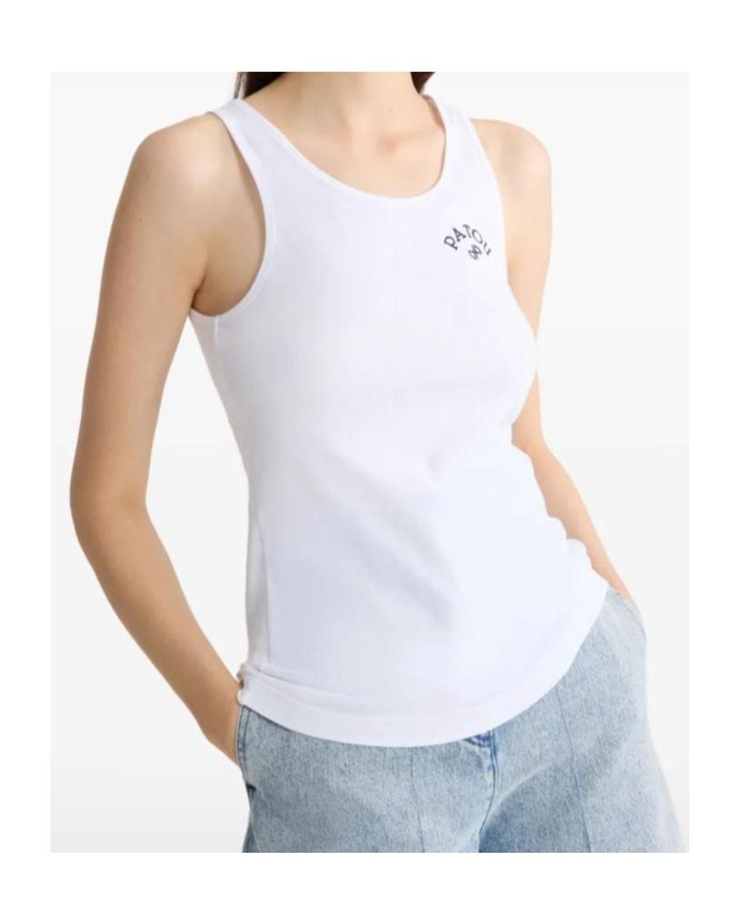 Patou White Logo-Print Tank Top