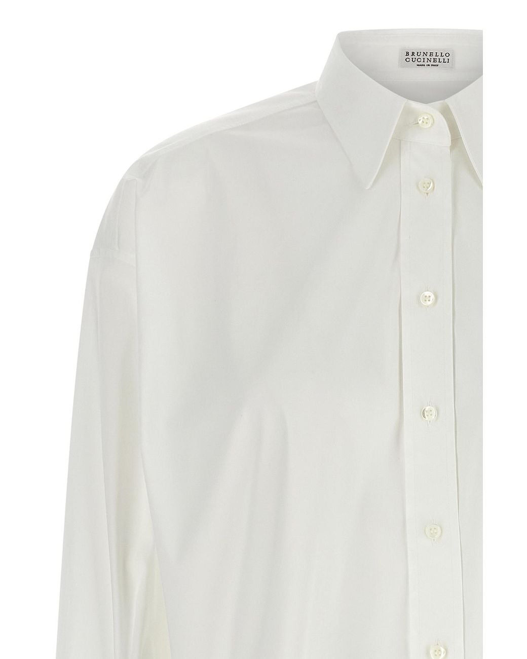 Brunello Cucinelli White Shiny Cuffs Boxy Shirt