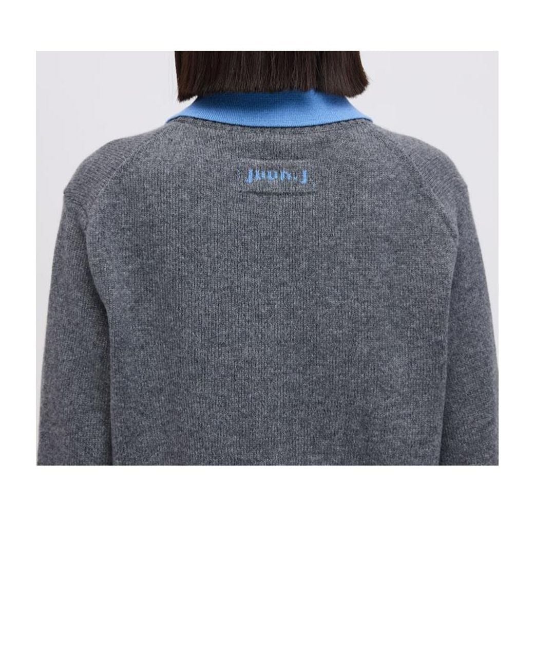 Juun.J Gray Long-Sleeve Collared Knit Top