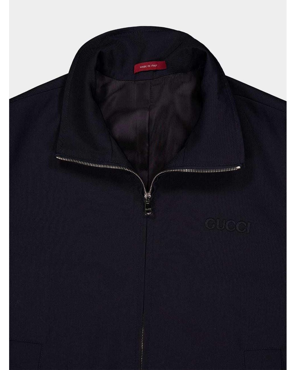 Gucci Blue Embroidered Twill Jacket for men