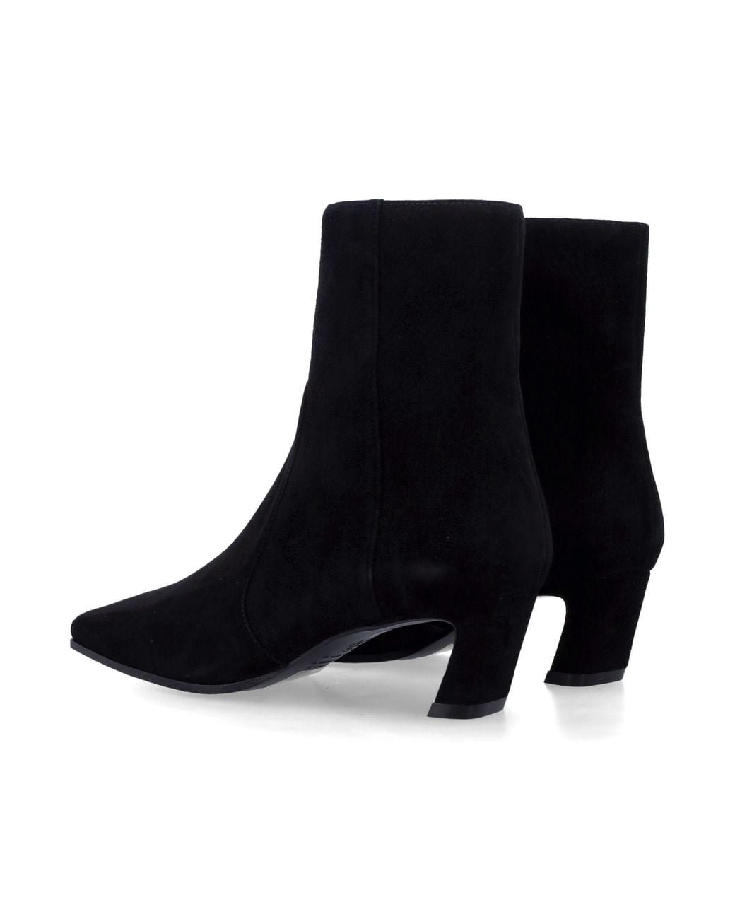 Stuart Weitzman Black Pointed-Toe Ankle Boots