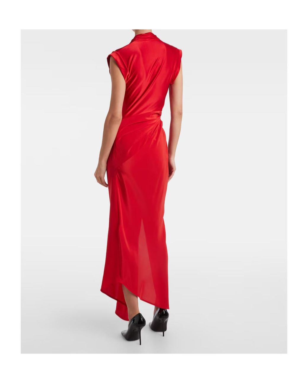 Victoria Beckham Gathered Silk-Trimmed Jersey Maxi Dress