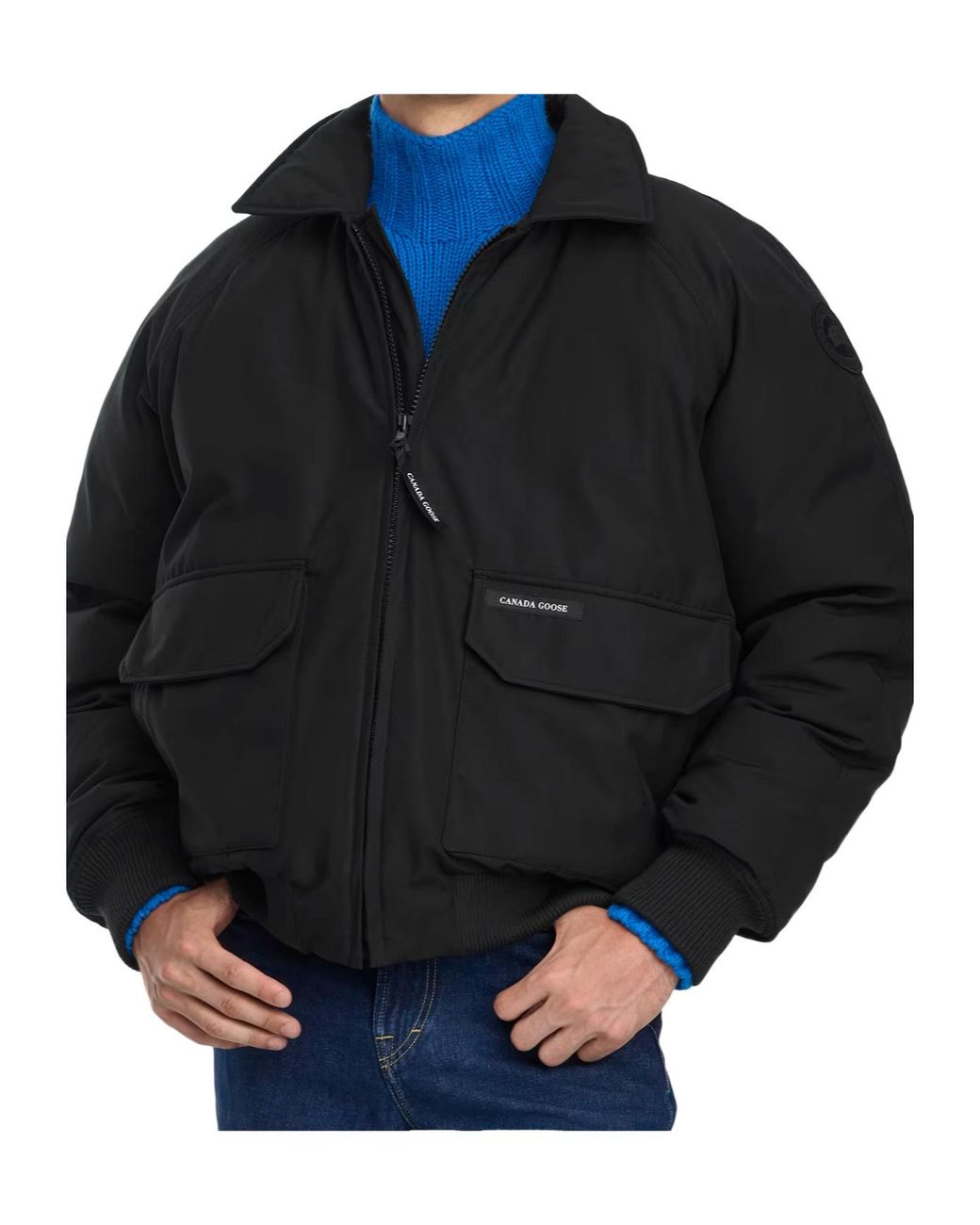 Canada Goose Black Logo Detail Zip-Up Jacket for men