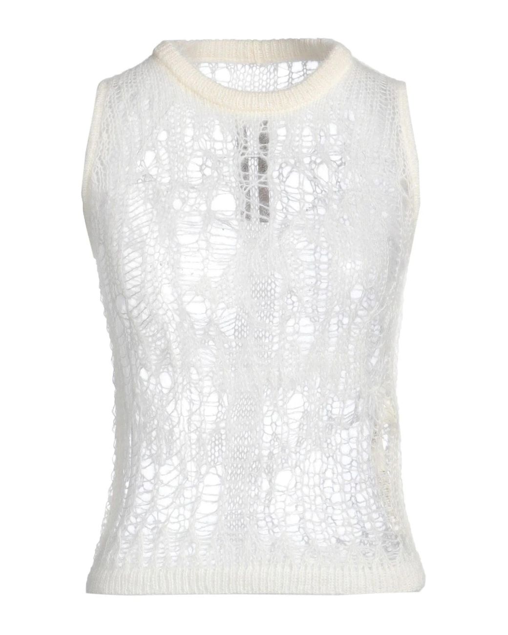 Rick Owens White Minimalist Sleeveless Knit Top