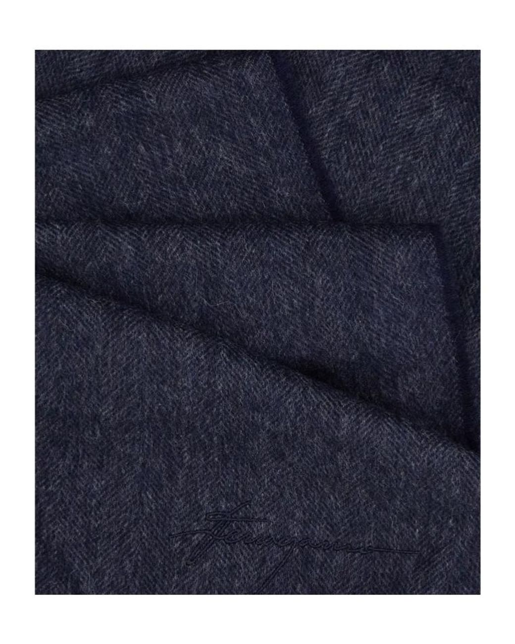 Ferragamo Blue Ferragamo Signature Embroidered Scarf for men
