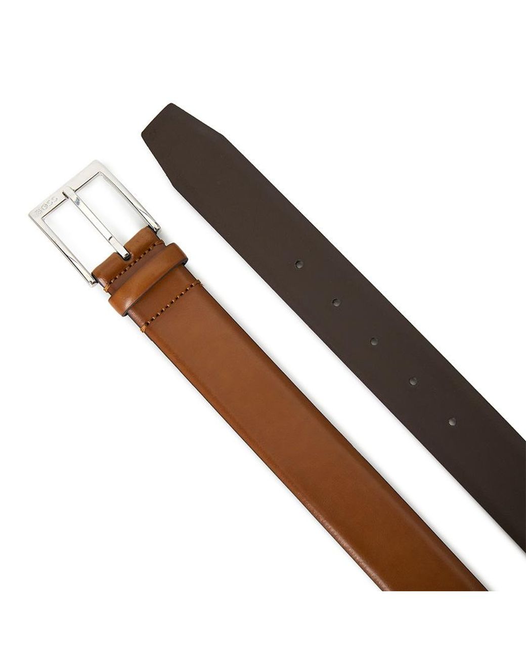 Boss Brown Logo Belt for men