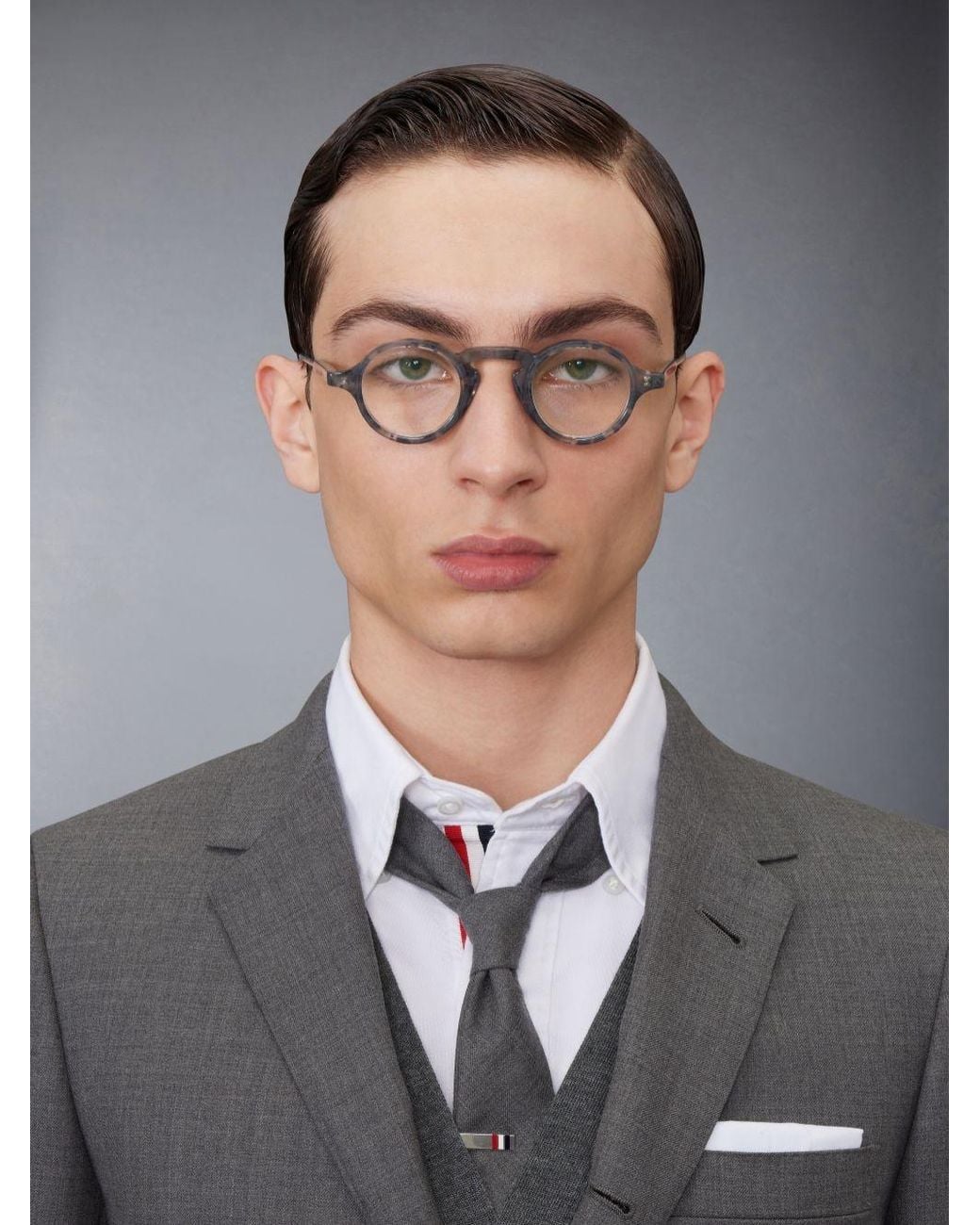 Thom Browne White Eyewear Round Frame Glasses for men