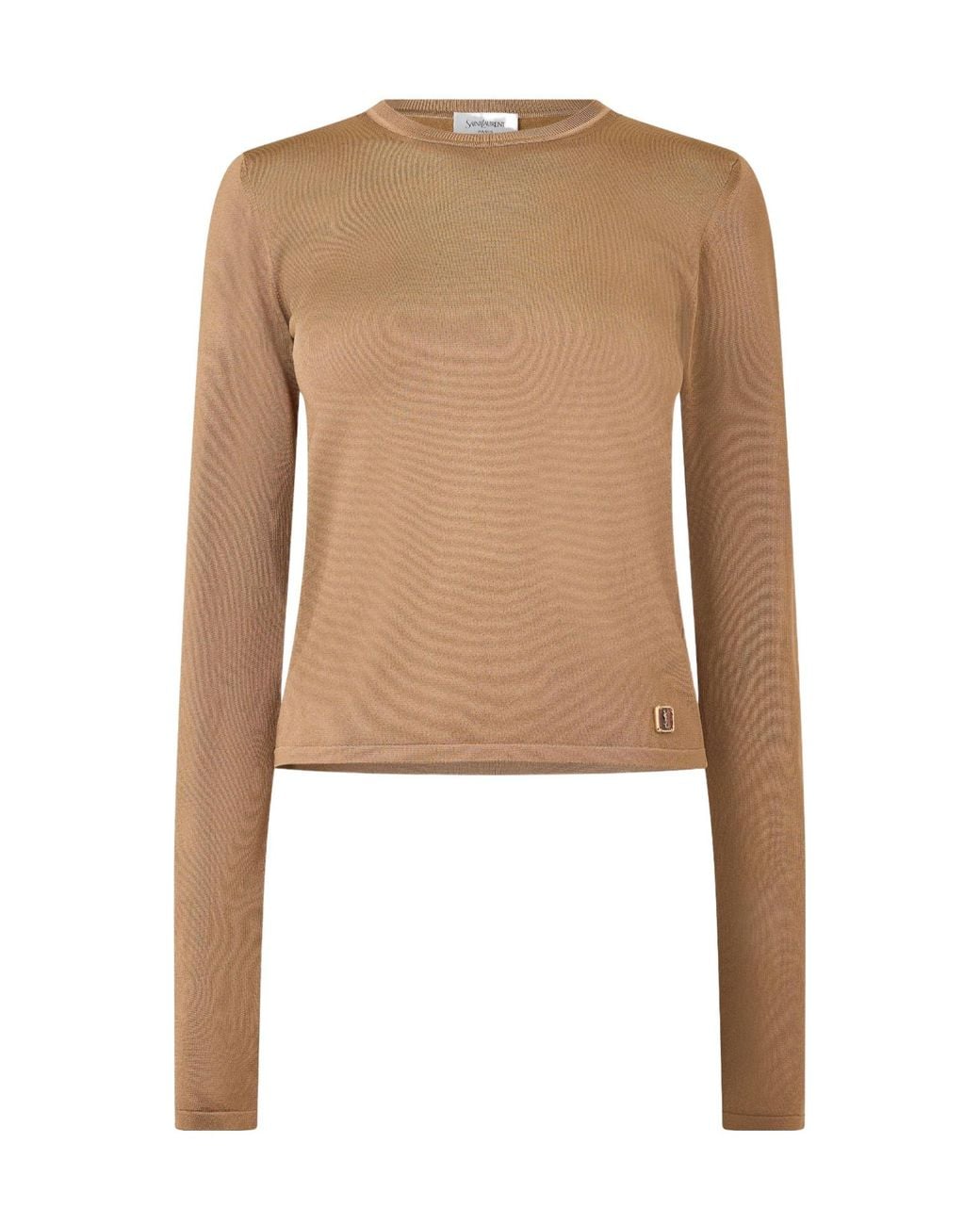 Saint Laurent Natural Crewneck Longsleeve Cropped Top