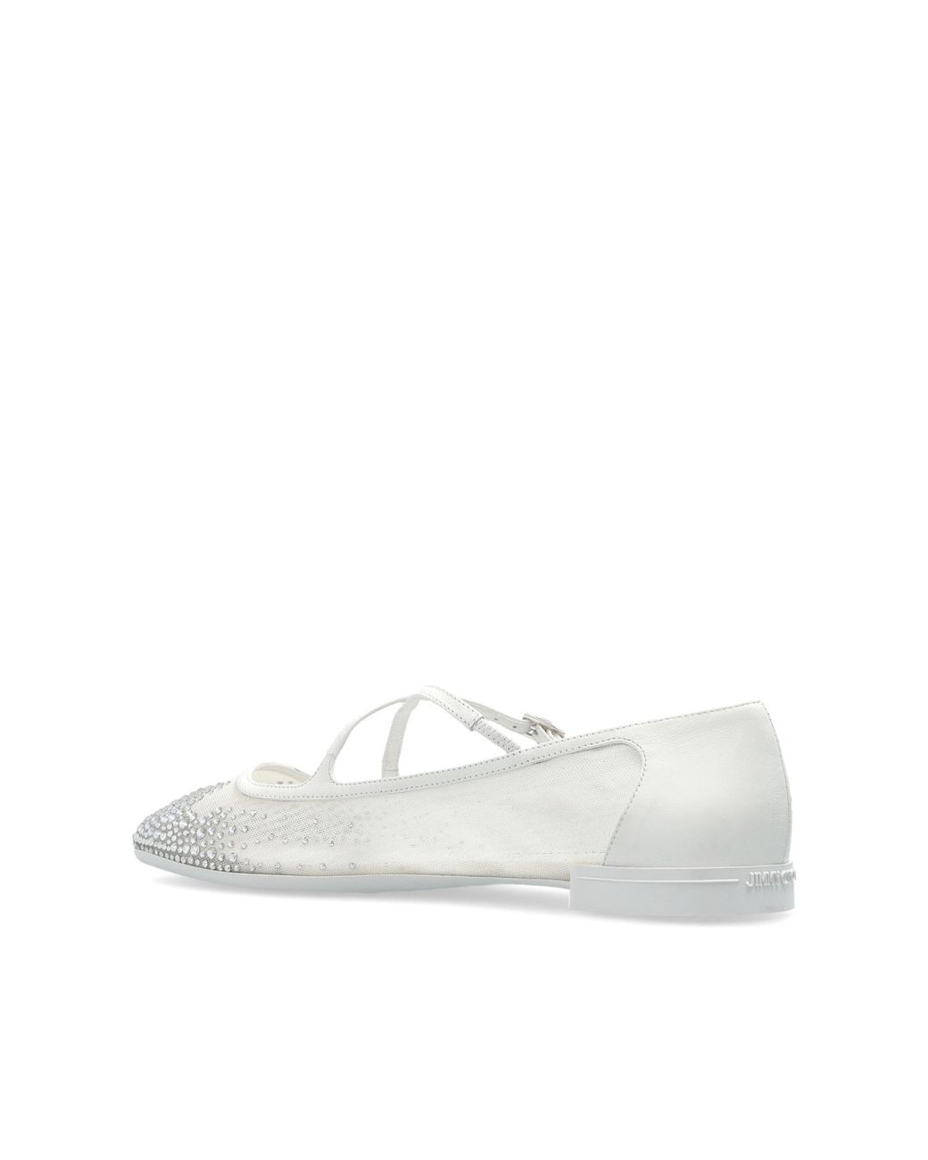 Jimmy Choo White Eleri Embellished Ballerina Shoes
