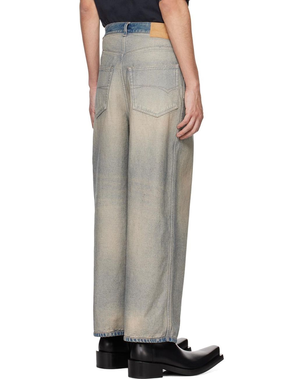 Balenciaga Gray Logo Patch Oversized Jeans