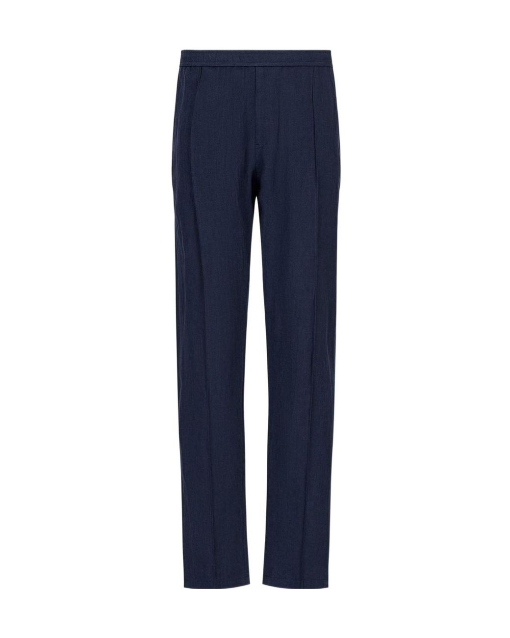 Emporio Armani Blue High-Waisted Straight-Leg Trousers for men
