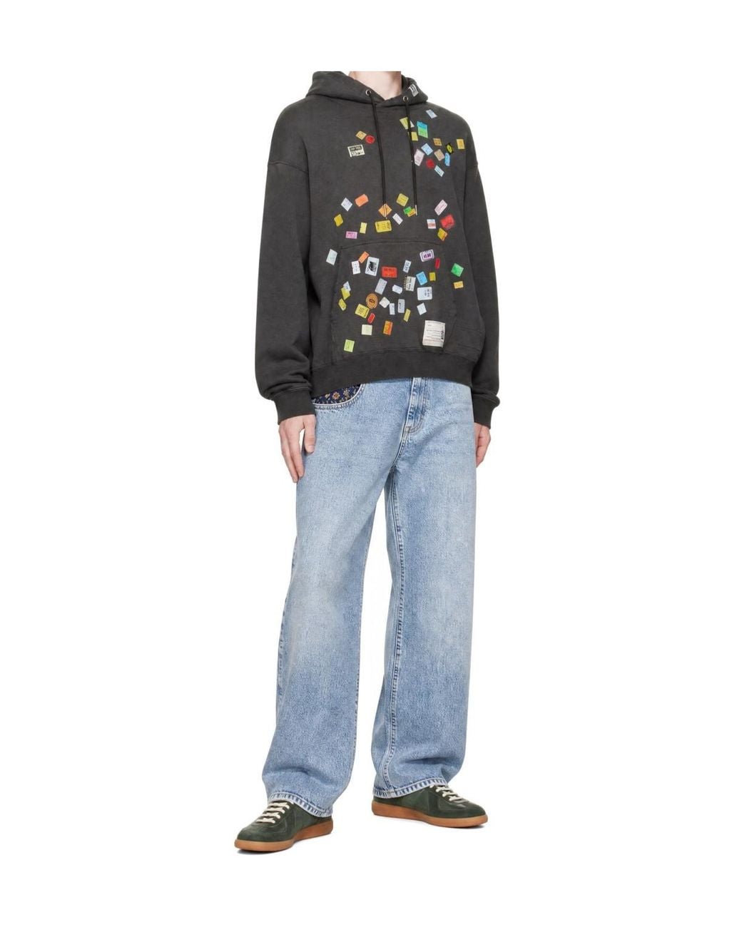 Maison Mihara Yasuhiro Gray Printed Hooded Sweatshirt for men
