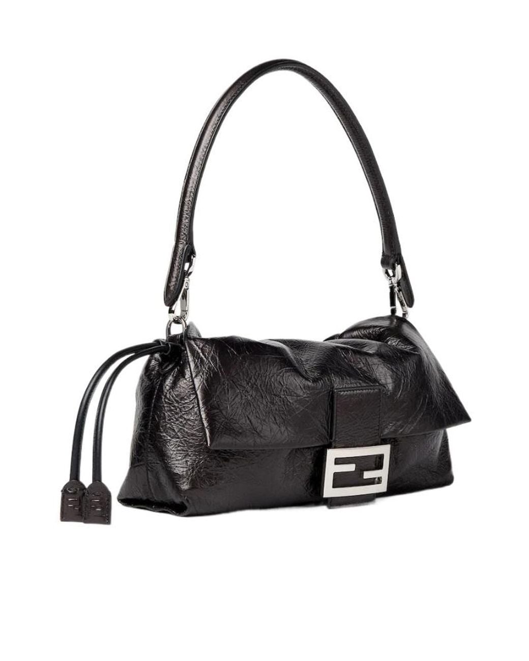 Fendi Black Baguette Soft Medium Shoulder Bag