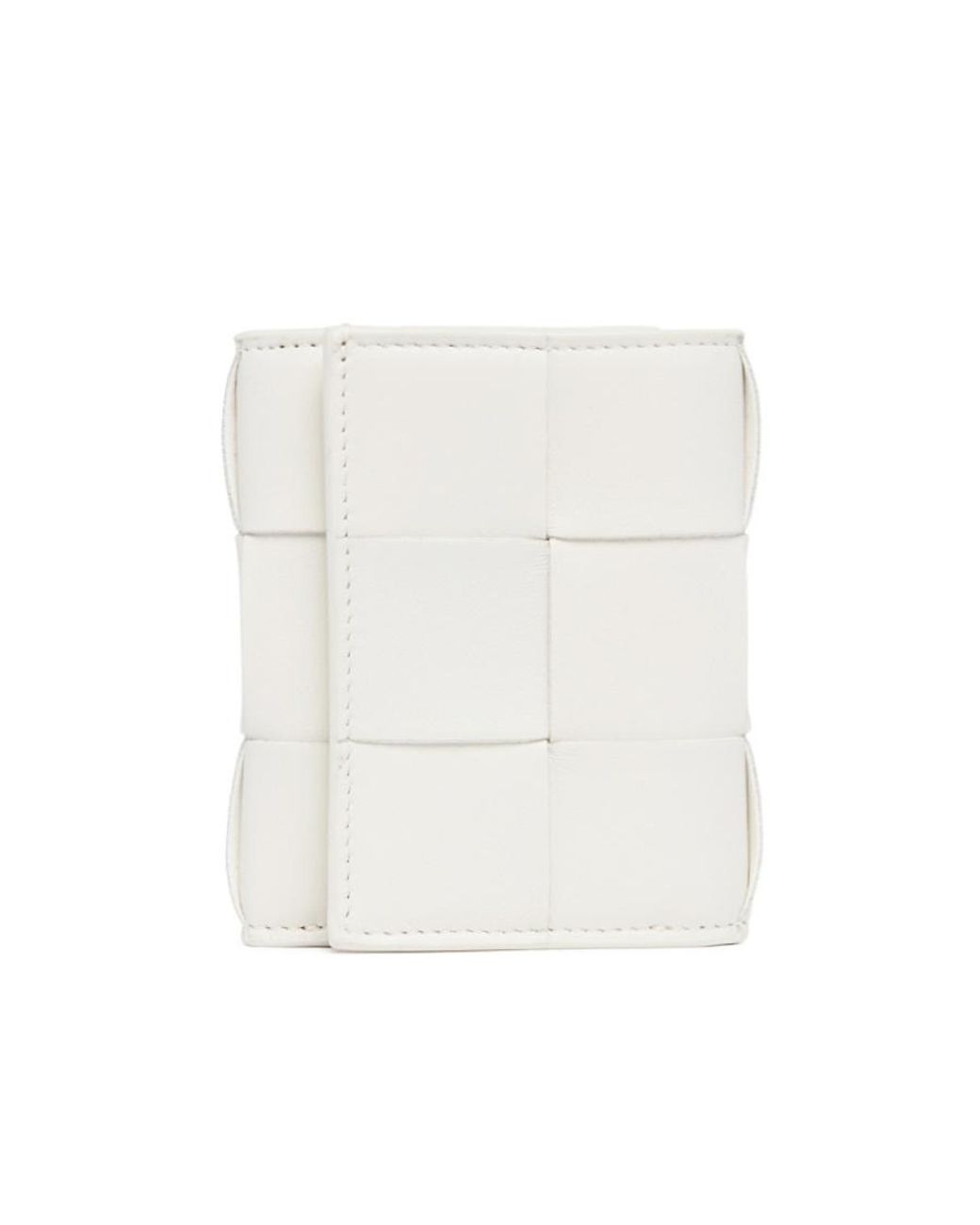 Bottega Veneta White Small Cassette Tri-Fold Zip Wallet