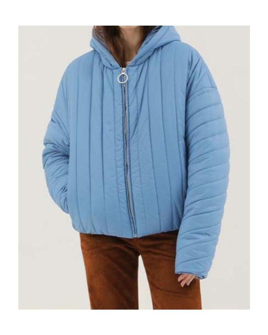 1989 STUDIO Blue Quilted Hooded Coat