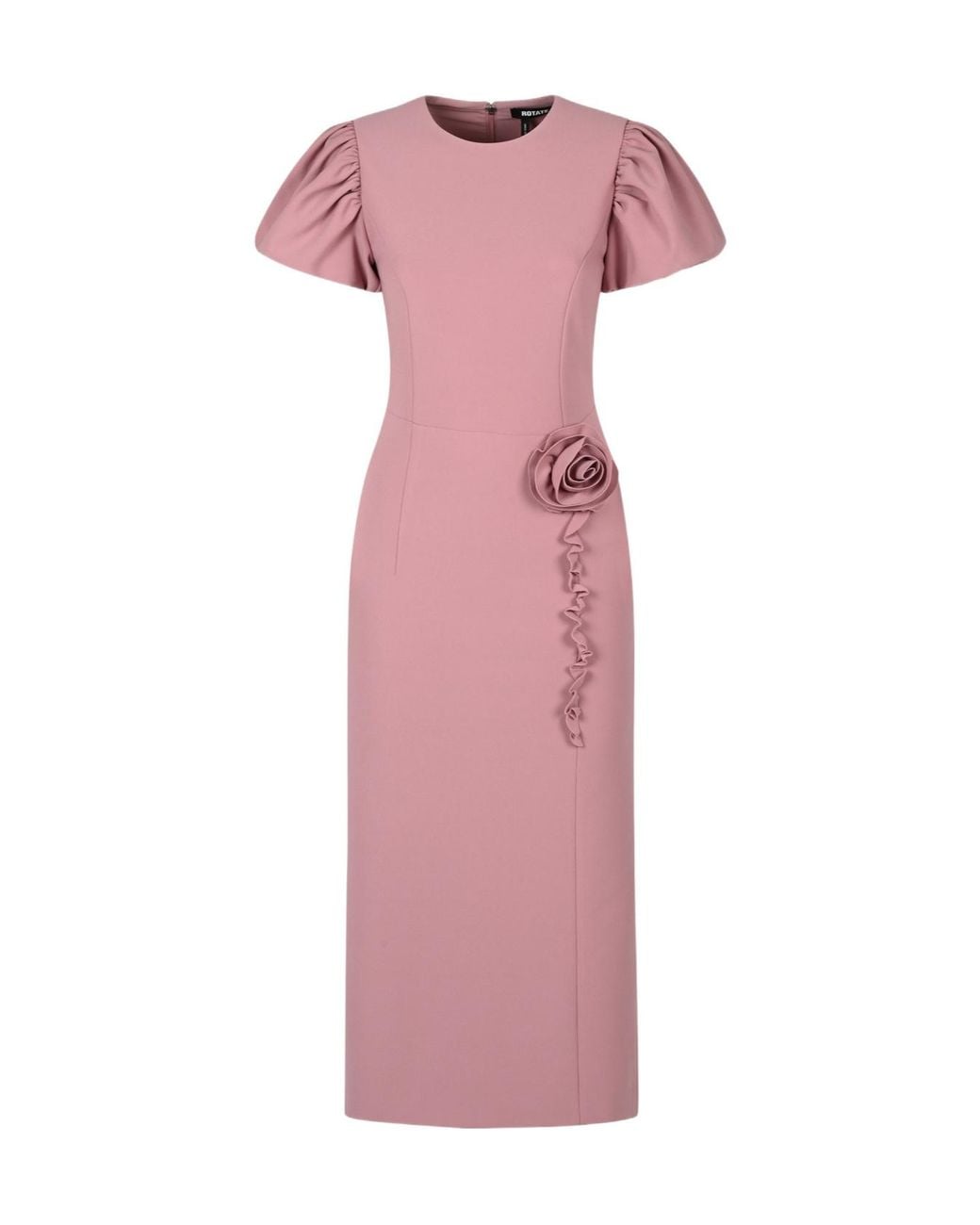 ROTATE BIRGER CHRISTENSEN Pink Puff-Sleeve Floral-Detail Dress