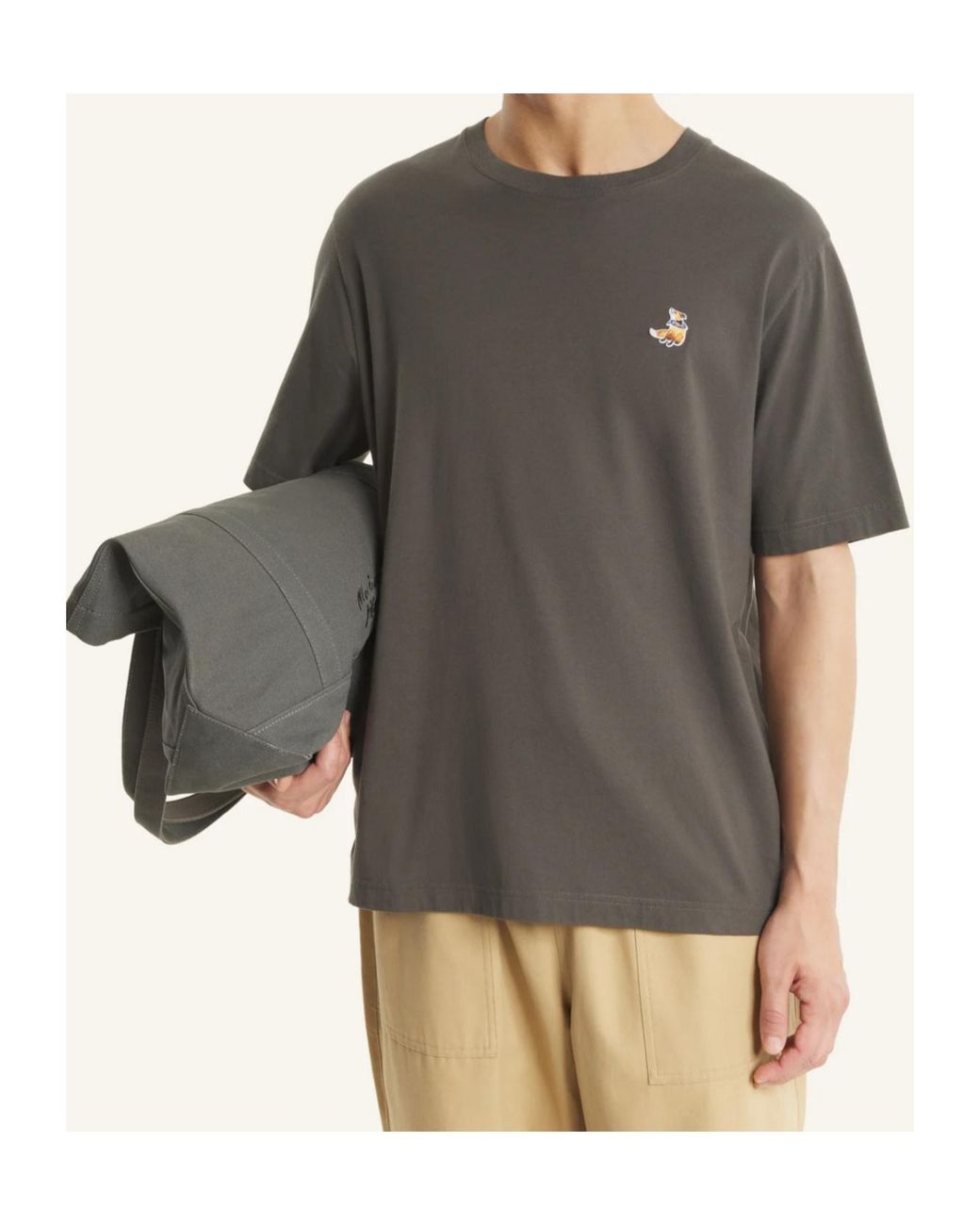 Maison Kitsuné Gray Maison Kitsuné Dreaming Fox Comfort T-Shirt for men