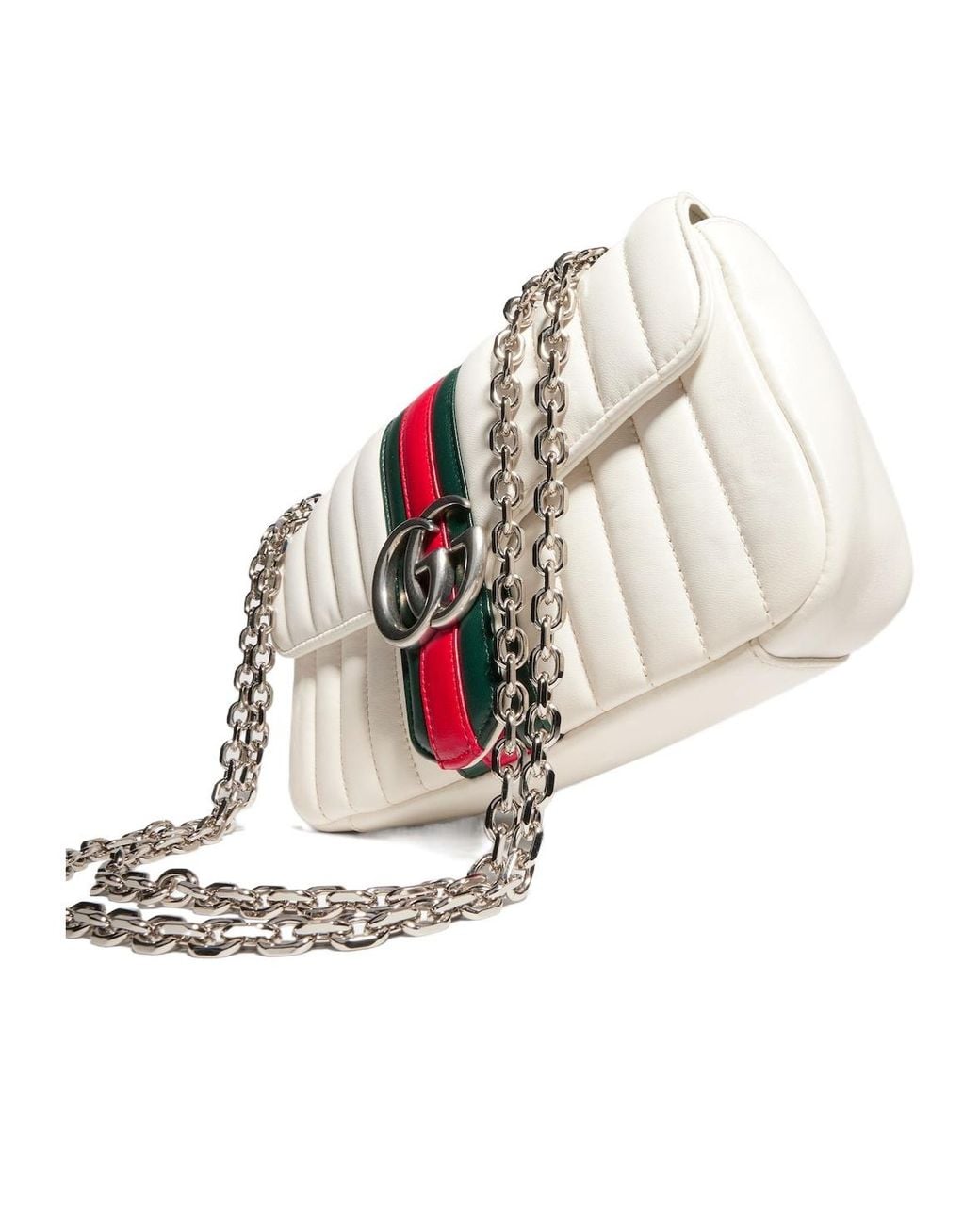 Gucci White Jetset Gg Marmont Medium Shoulder Bag