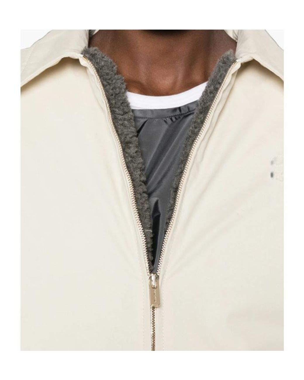 Miu Miu Natural Logo-Embroidered Zip-Up Jacket