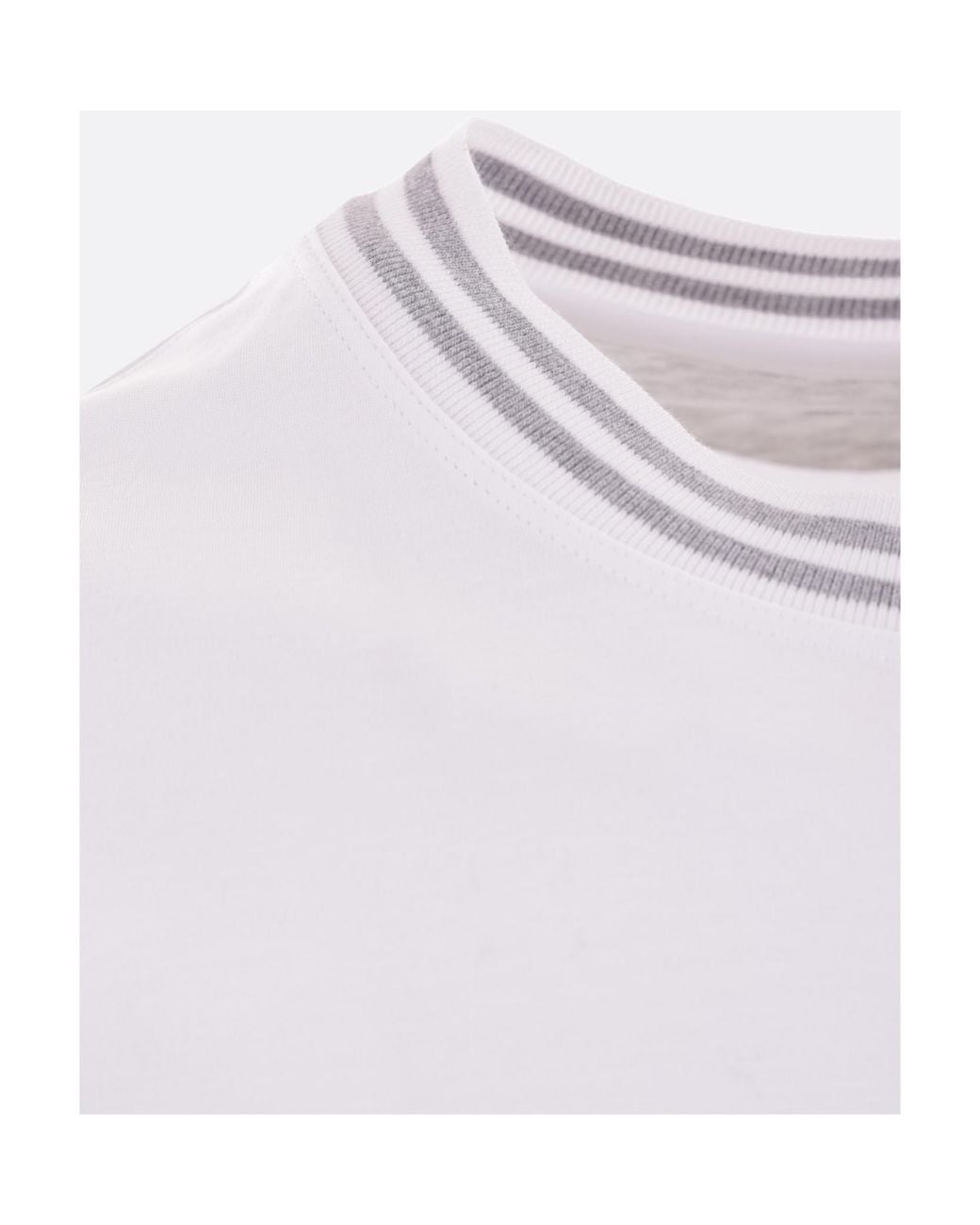 Brunello Cucinelli White Logo-Print Cotton T-Shirt for men