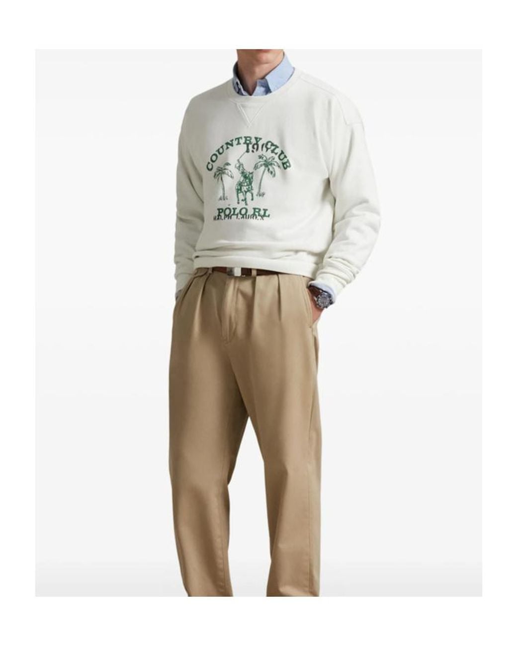 Polo Ralph Lauren White Versatile Comfortable Sweatshirt for men