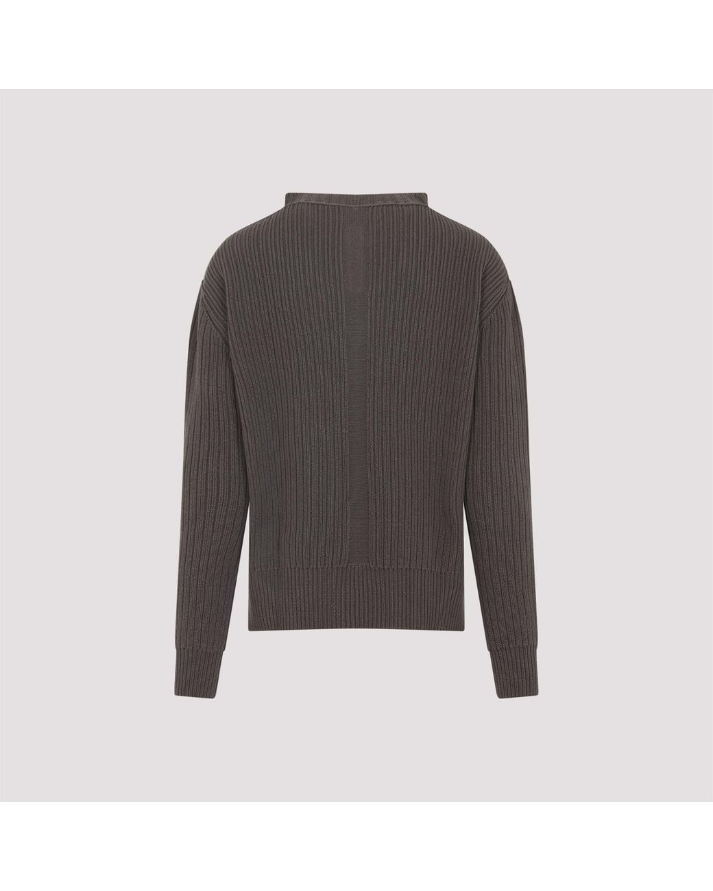 Rick Owens Gray Dust Virgin Wool Fisherman Round Neck Pullover for men