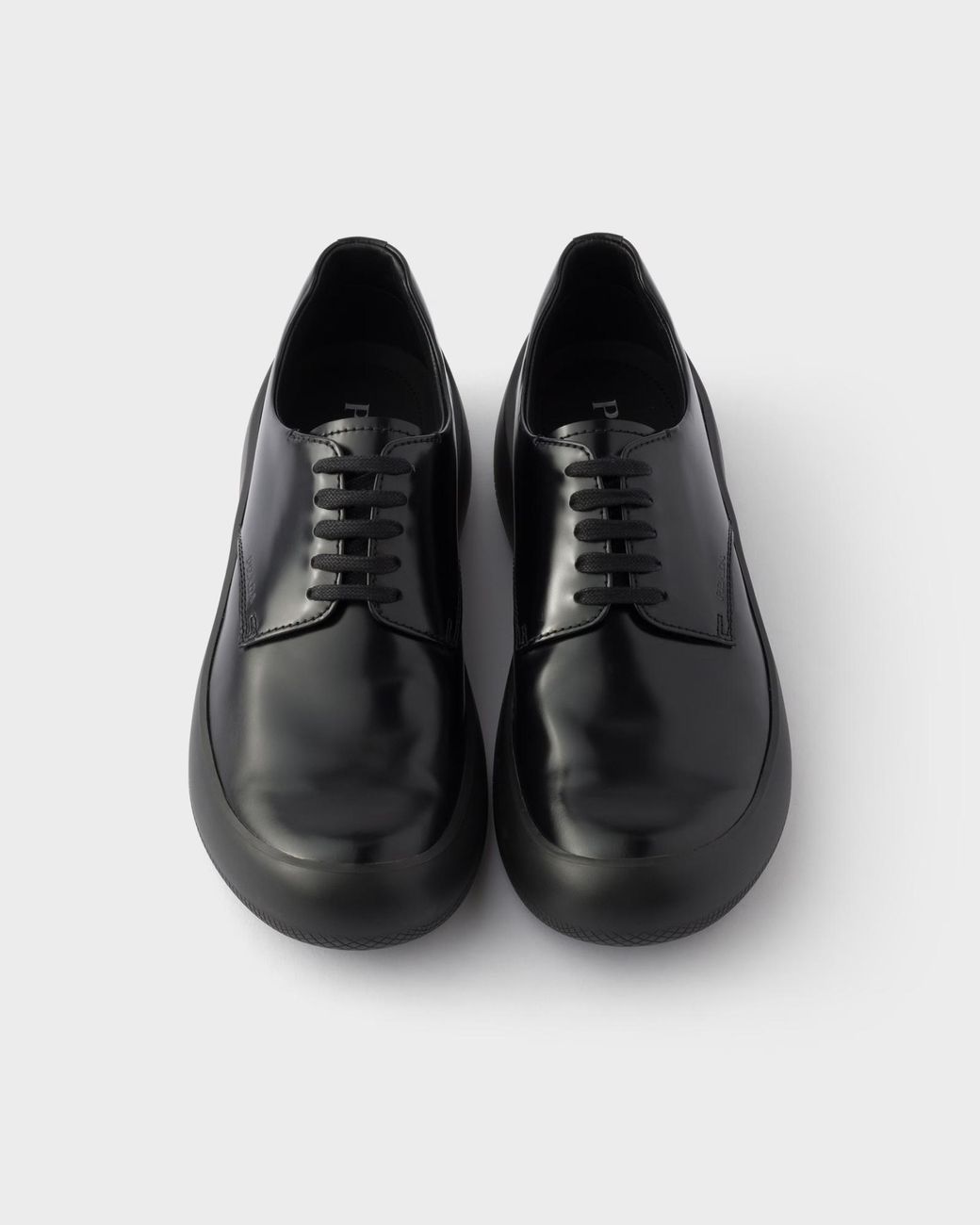 Prada Black Lace-Up Flat Shoes for men