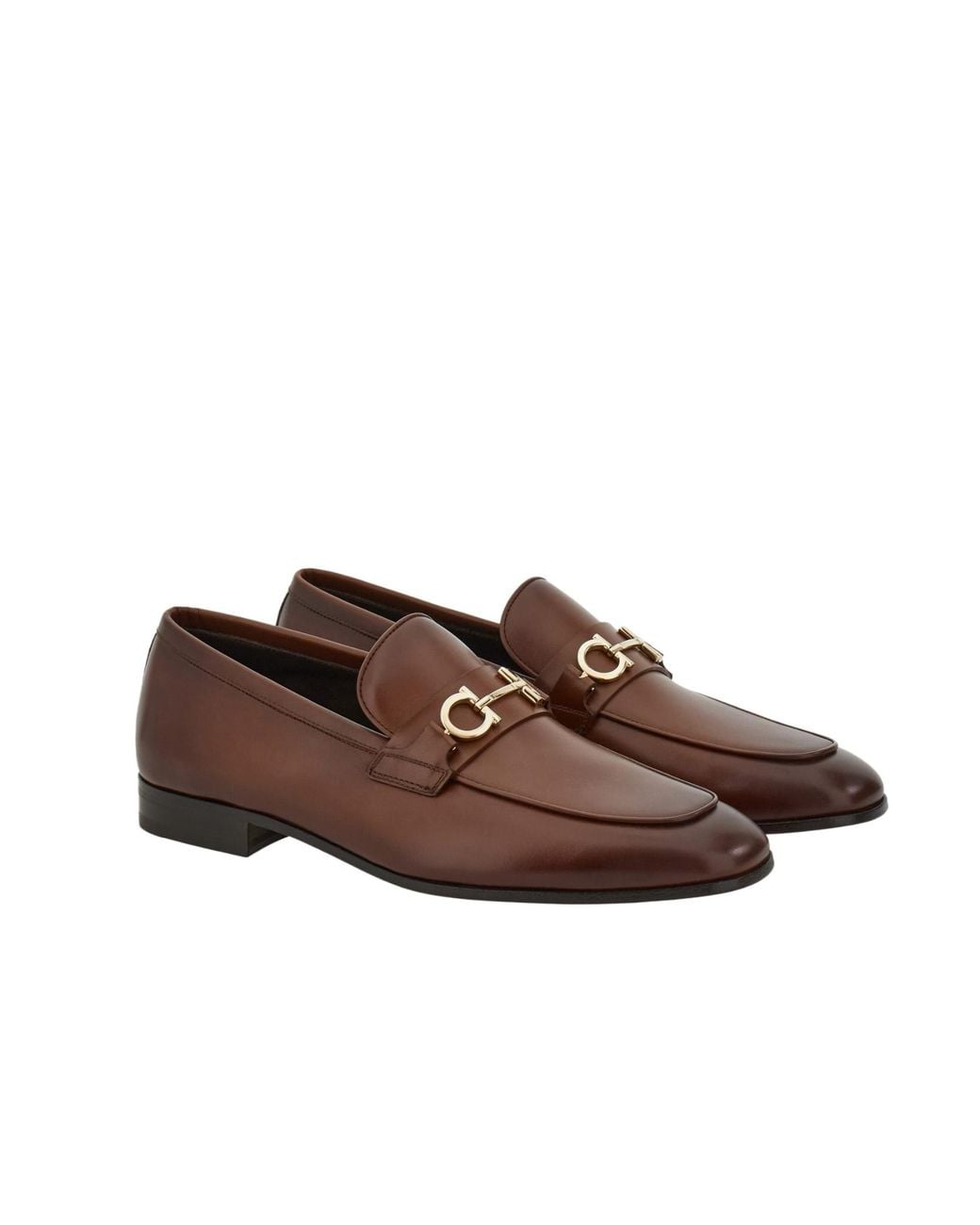 Ferragamo Brown Ferragamo Gancini Ornament Moccasin Loafers for men