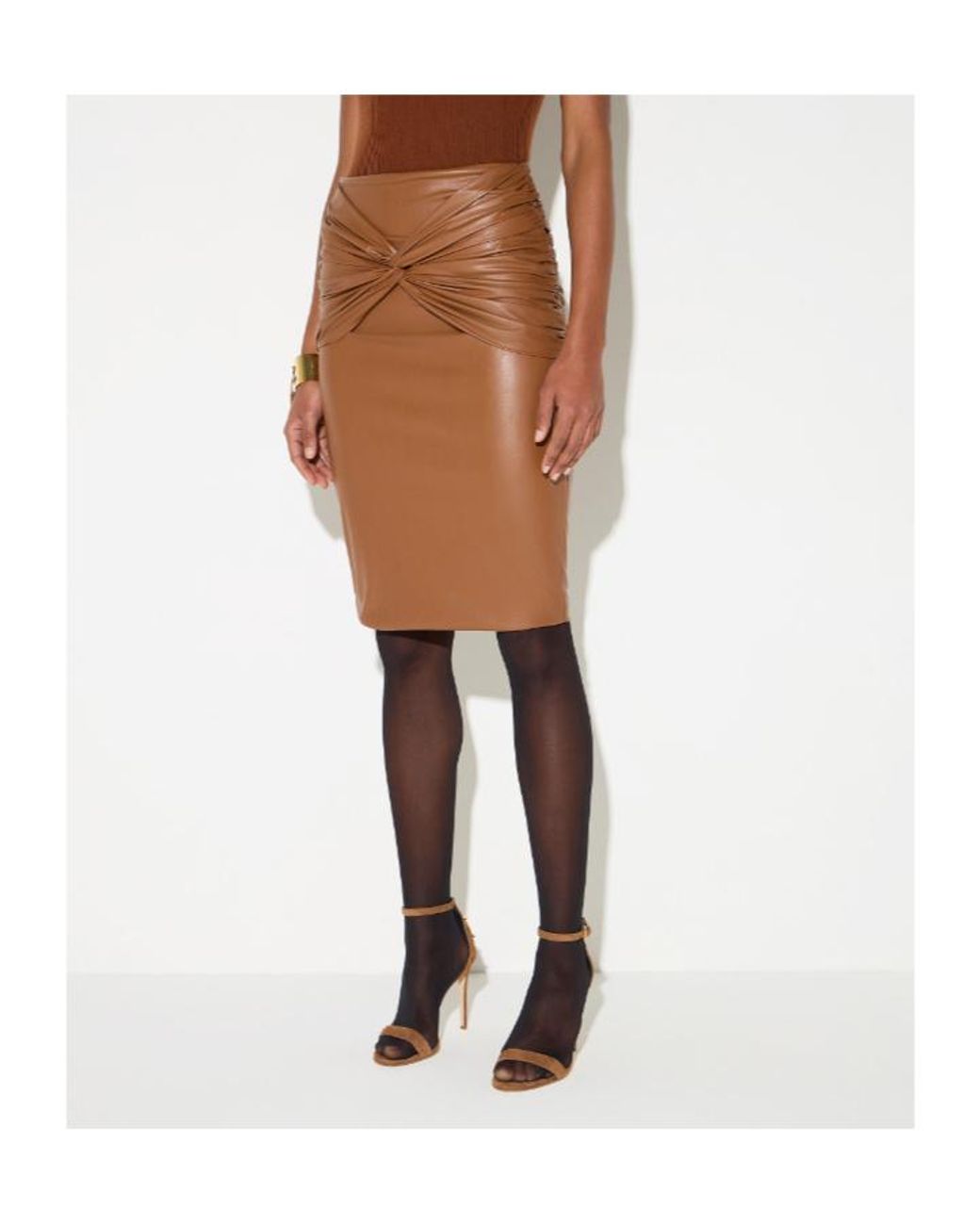 Elisabetta Franchi Brown Draped Midi Skirt