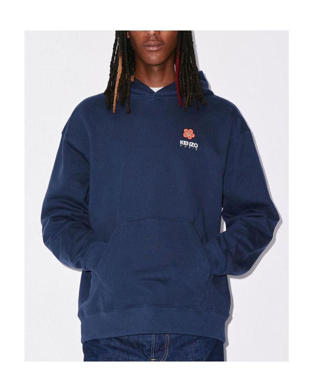 KENZO Blue Boke Flower Drop Shoulder Hoodie for men