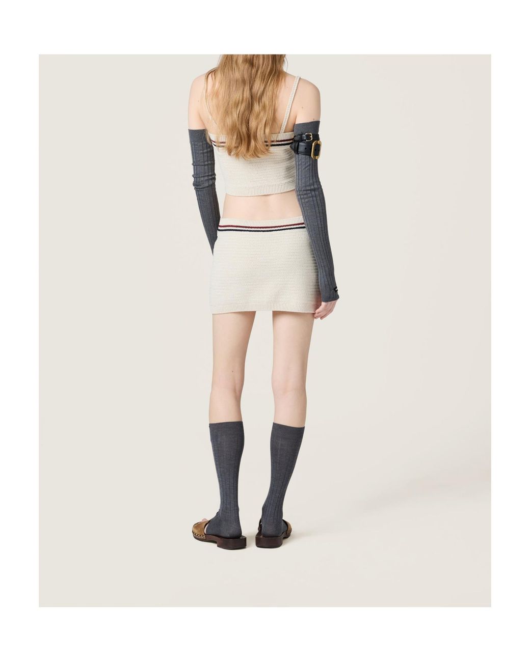 Miu Miu White Crochet Cropped Top
