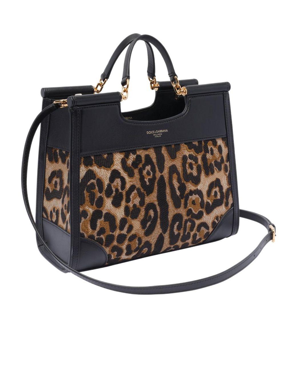 Dolce & Gabbana Black Leopard Printed Tote Bag