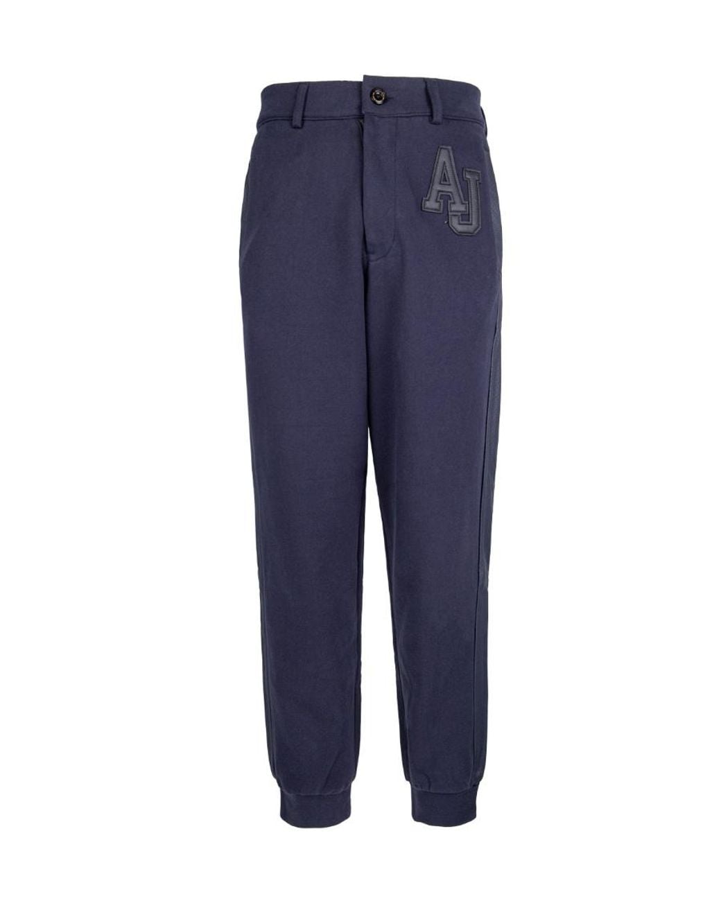 Armani Jeans Blue Dark Logo Casual Pants for men