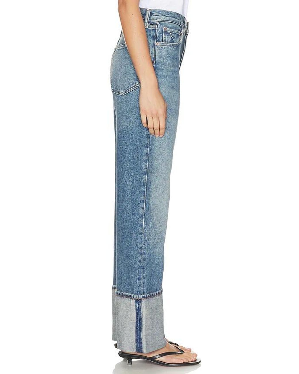 Agolde Blue Wide-Leg Cuffed Jeans