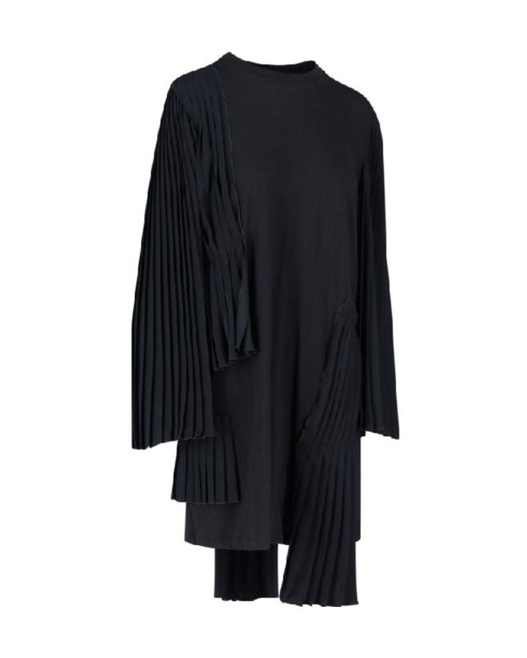 MM6 by Maison Margiela Blue Pleat Detailed Crewneck Dress