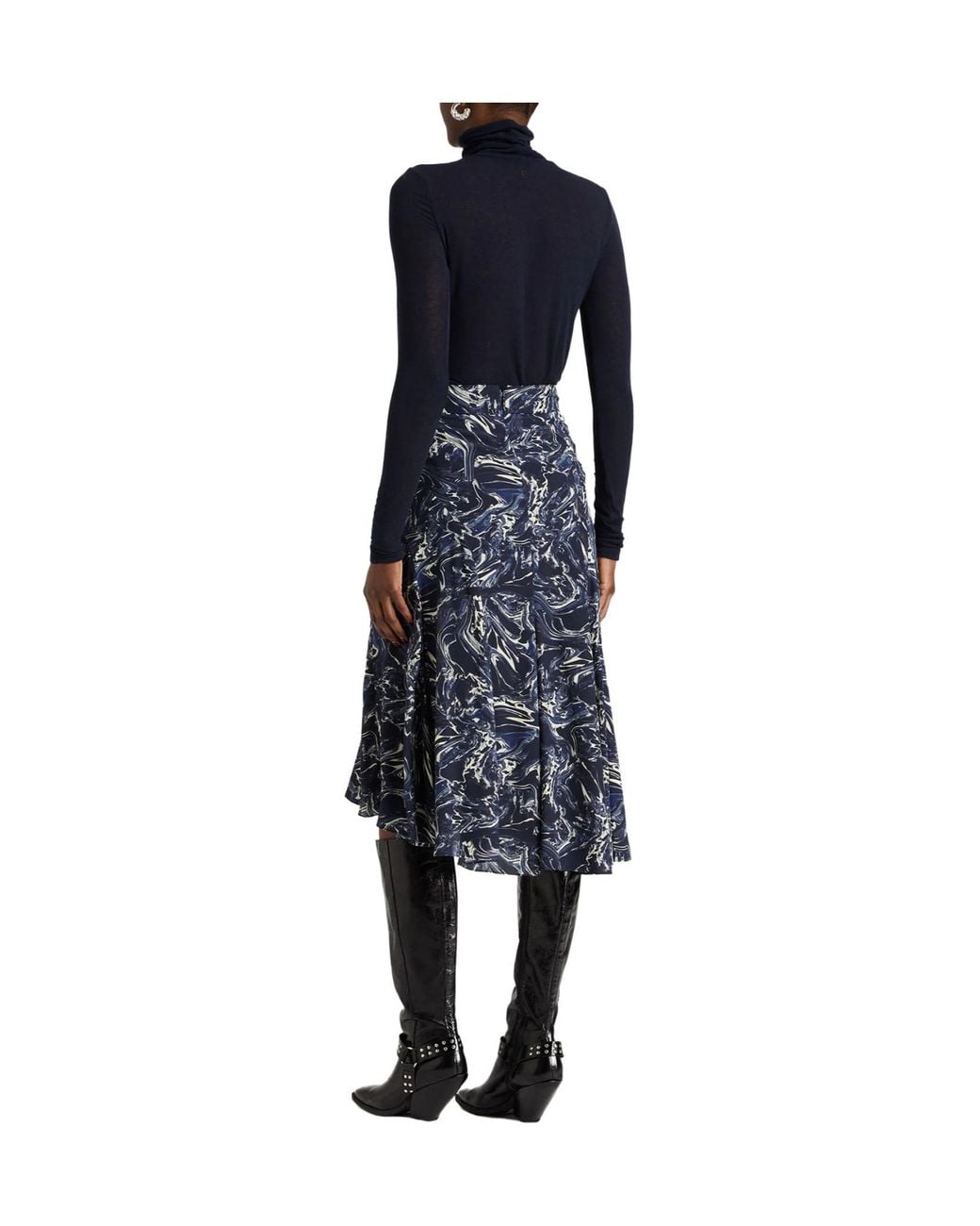 Isabel Marant Blue Solid-Colored Satin Midi Skirt