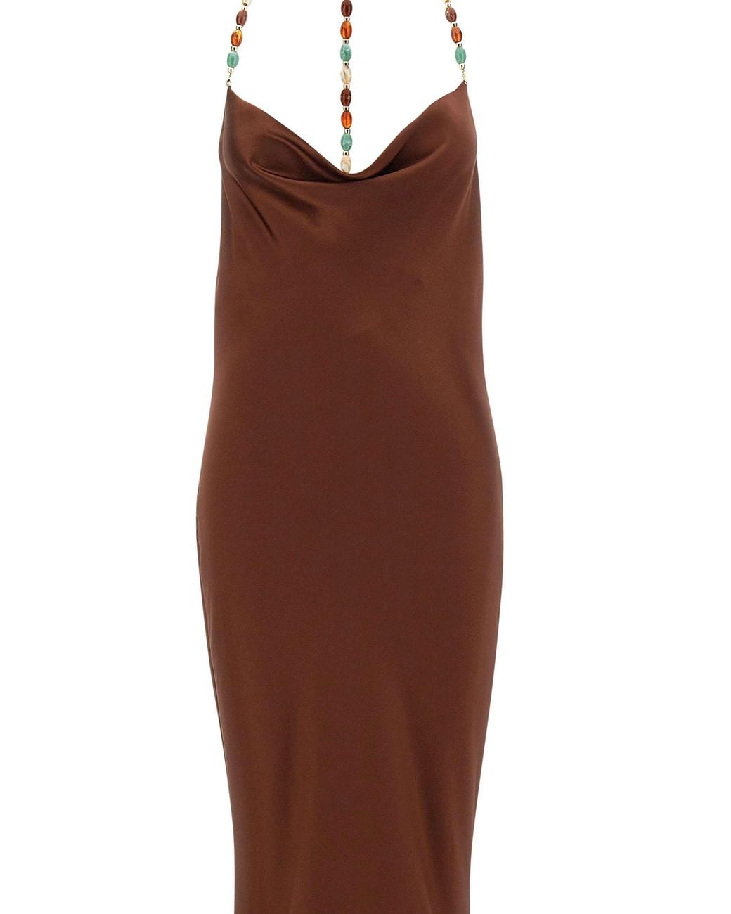 retroféte Brown Retrofete Finley Beaded Cowl-Neck Dress